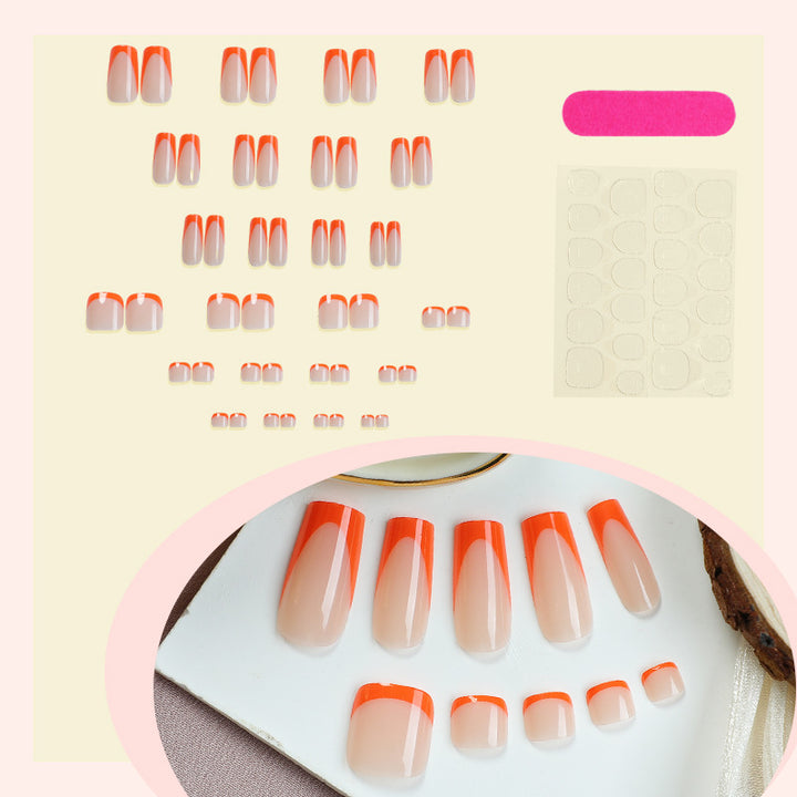 Decorative Press-On Nail Set with Geometric Design kalsten