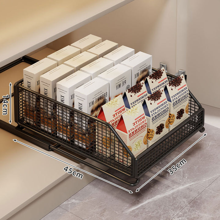 Slide-Out Mesh Pantry Drawer with Soft-Close Rails and Ventilated Sides