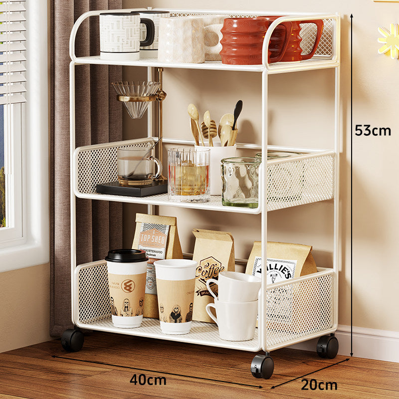 Tiered Metal Mesh Countertop Organizer Shelf with Raised Mesh Sides