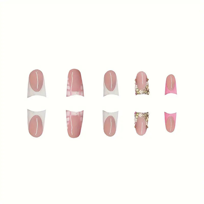 Glamorous 3D Crystal-Accented Press-On Nail Set Kalsten