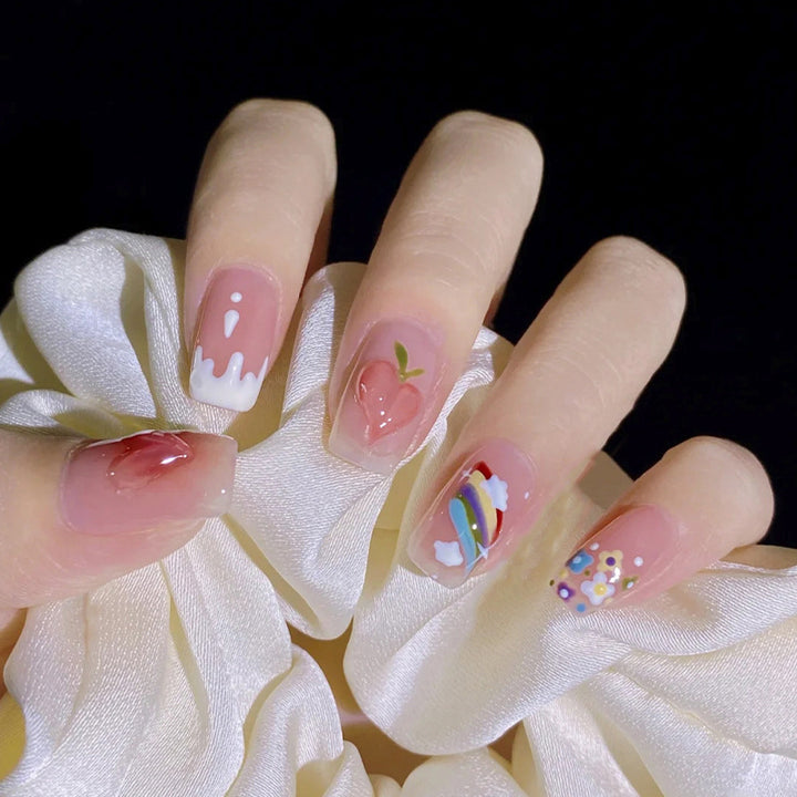 Creative nail art set with colorful fruit motifs and stylish designs Kalsten