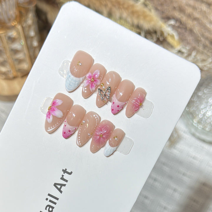 Floral Accent Press-On Nail Art Set Kalsten