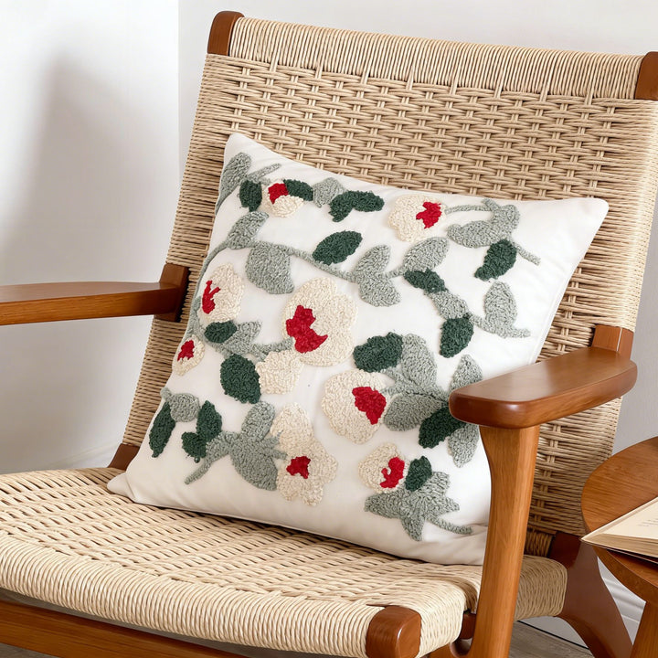Floral Embroidered Cushion