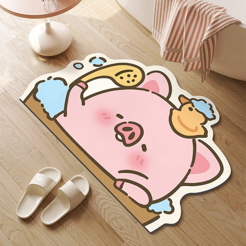 Cute Bath Time Pig-Shaped Bath Mat