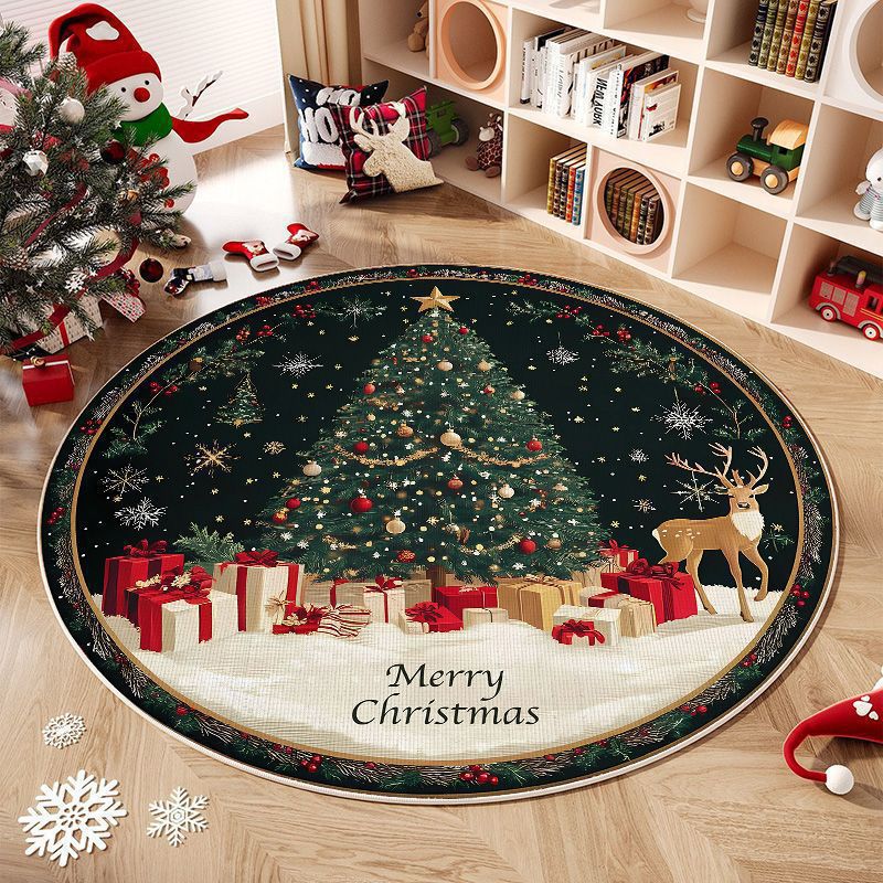 Christmas-Themed Round Area Rug Kalsten