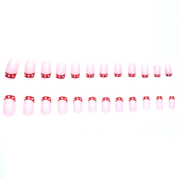 Star-Embellished French Tip Nail Art Kalsten