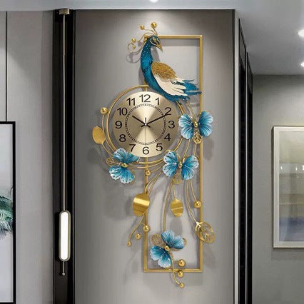 Artistic Metal Wall Clock with Floral and Bird Design Kalsten