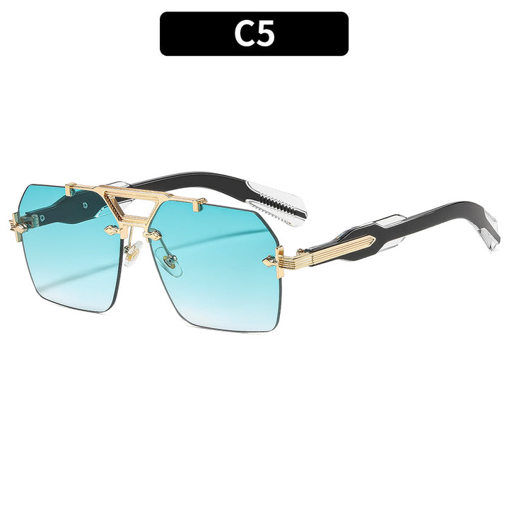 Geometric Aviator Sunglasses with Unique Accent Details
