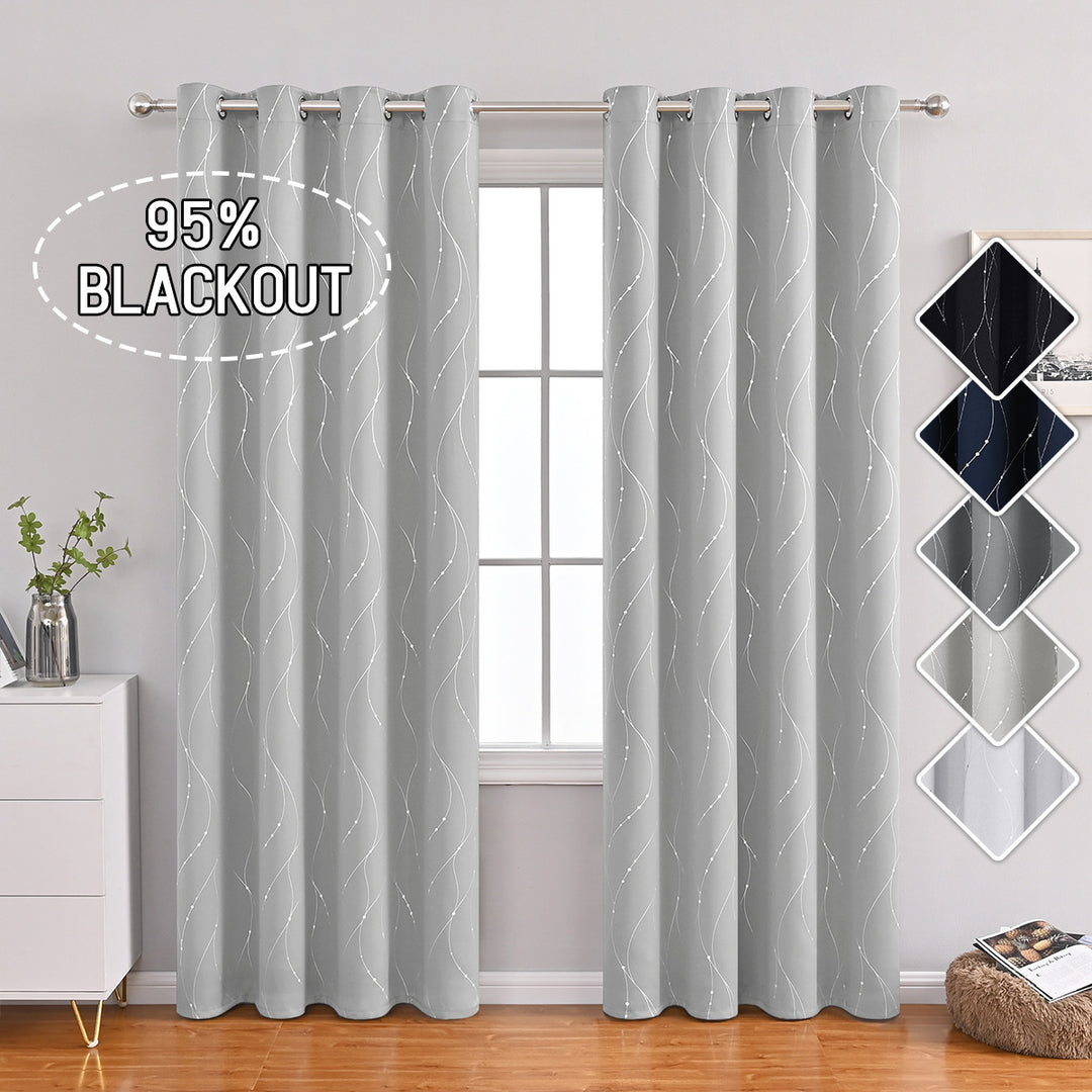 Blackout Wave Pattern Window Curtains