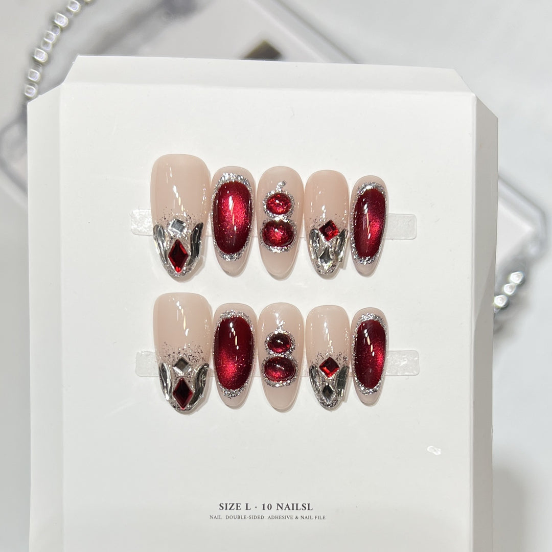 Artistic Press-On Nail Set with Elegant Floral Design Kalsten
