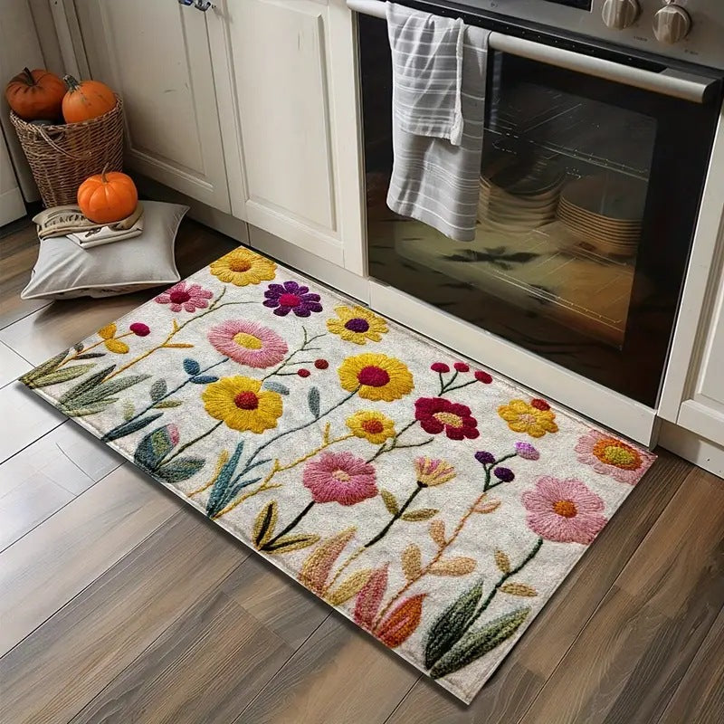 Floral Patterned Welcome Mat Kalsten