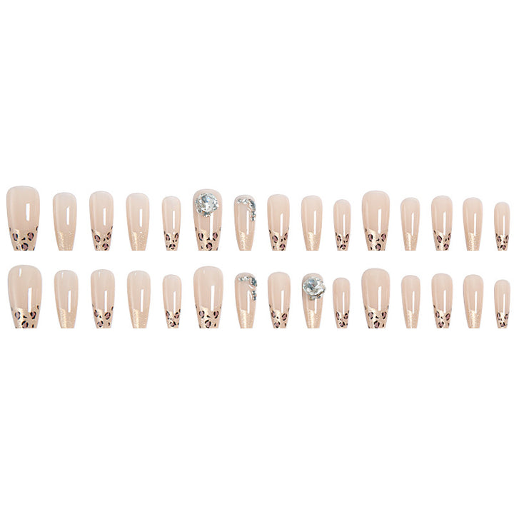 Artificial nail set with glitter and leopard design Kalsten