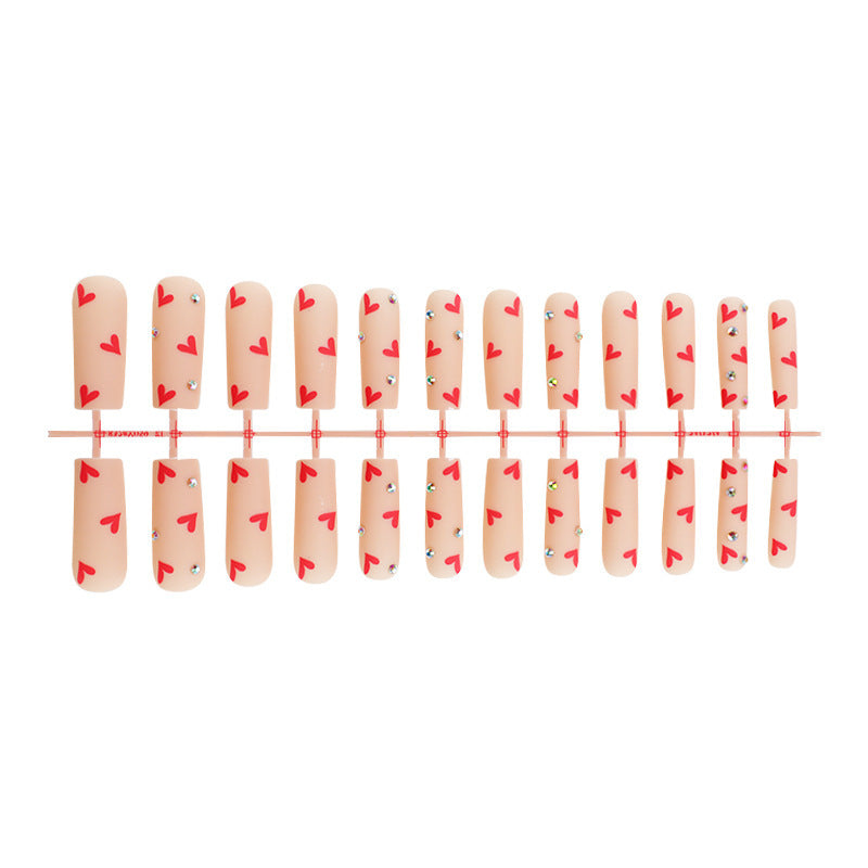 Decorative Heart Pattern Press-On Nails Kit kalsten