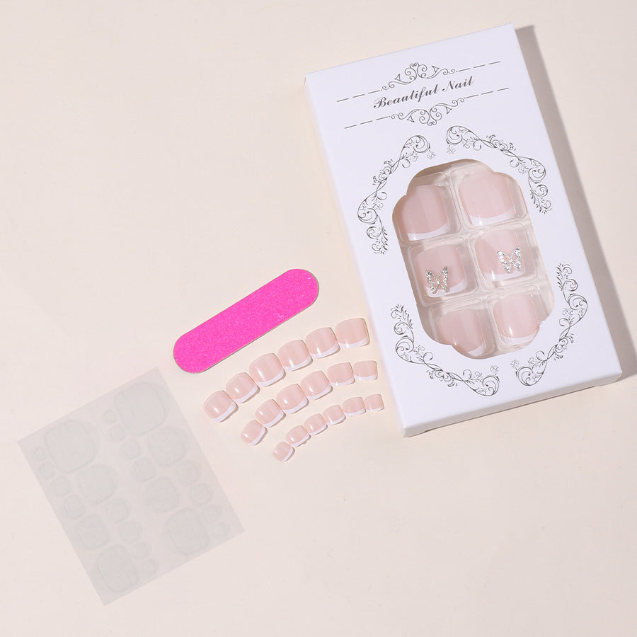 Elegant Decorative Press-On Nail Set with Butterfly Accents kalsten