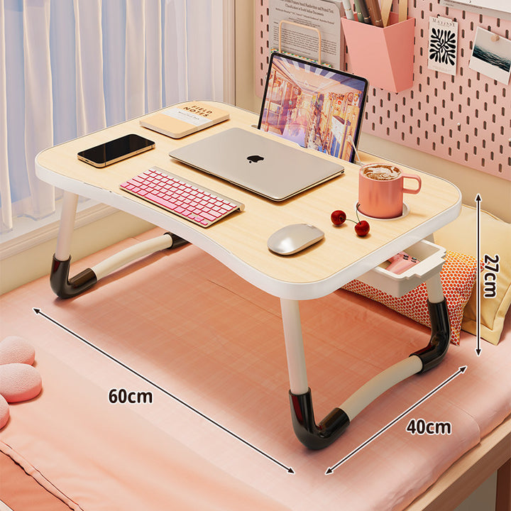 Foldable Portable Bed Laptop Table with Rounded MDF Top and Locking Folding Legs