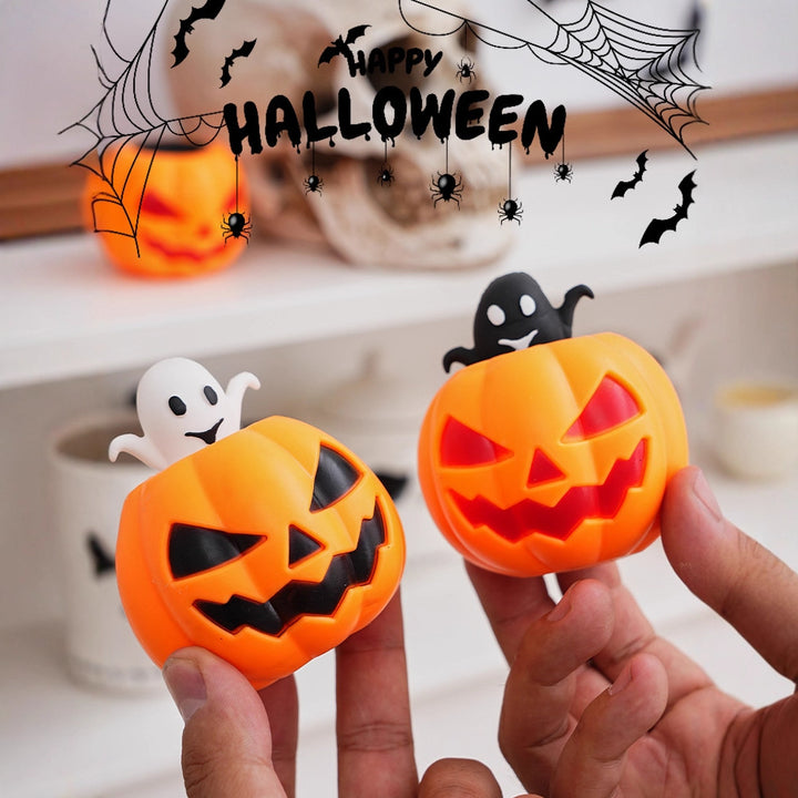 LED Pumpkin Tealight Holder for Halloween decorative battery-operated table lighting made of plastic