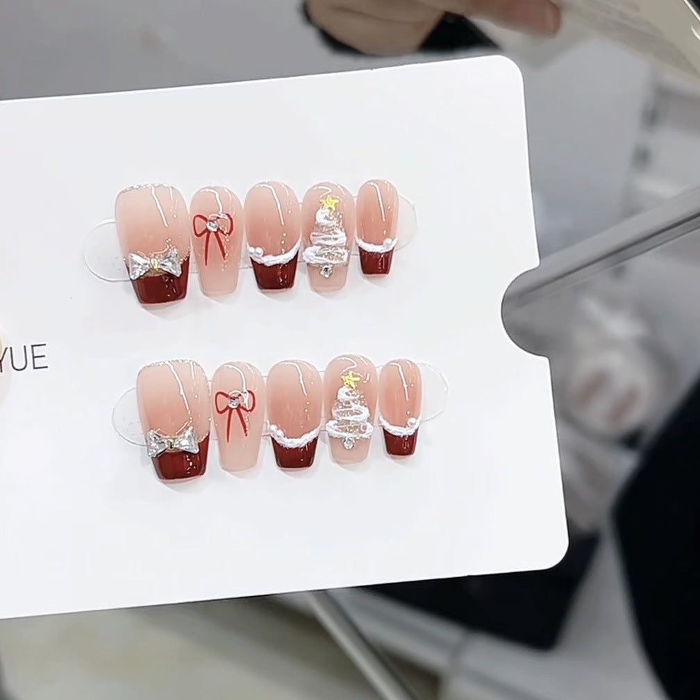 Festive Holiday-Themed Press-On Nail Art Set Kalsten