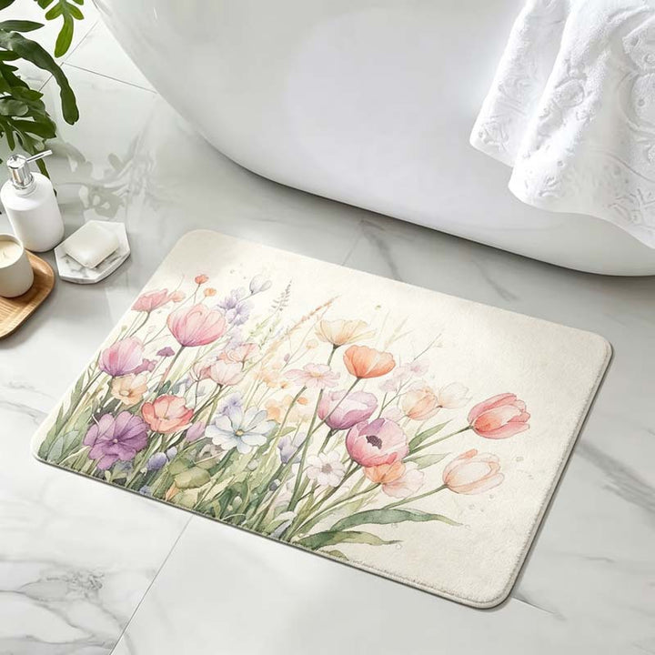 Floral-Themed Comfort Bath Mat Kalsten