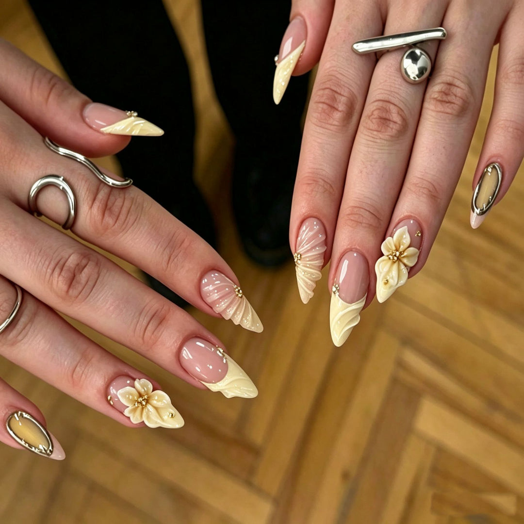 Elegant Press-On Nail Tips with Decorative Bow Kalsten