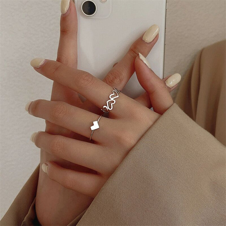 Elegant Heart and Wave Design Ring Kalsten