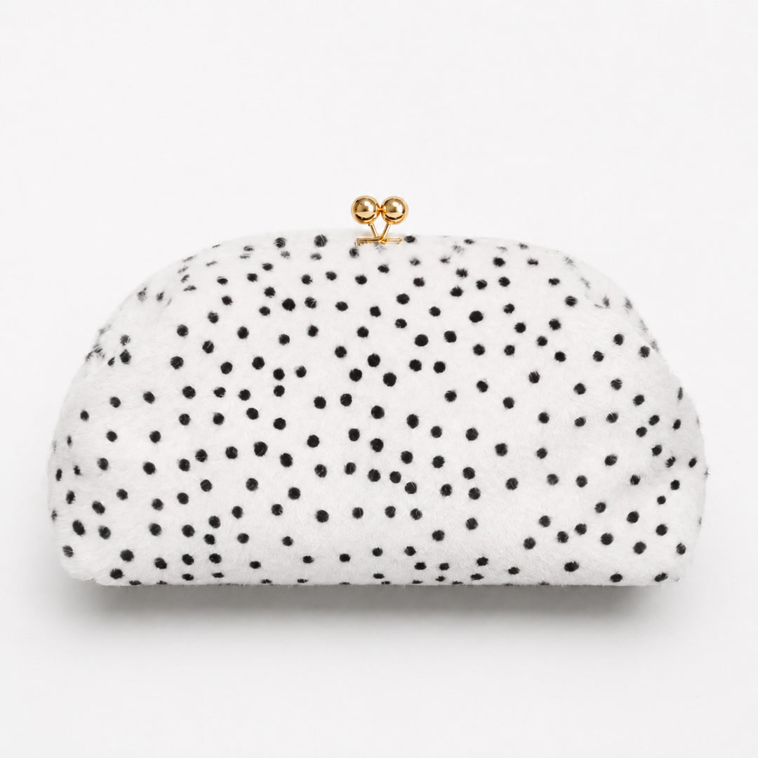 Plush Polka Dot Cosmetic Clutch