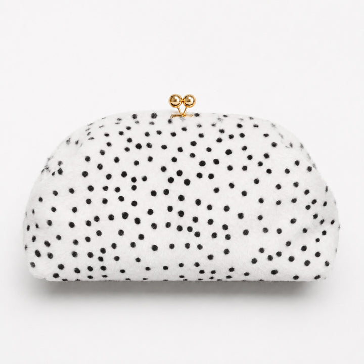 Plush Polka Dot Cosmetic Clutch