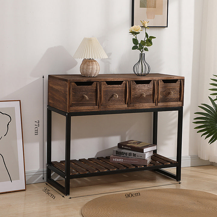 Rustic Wooden Console Table with Storage Kalsten