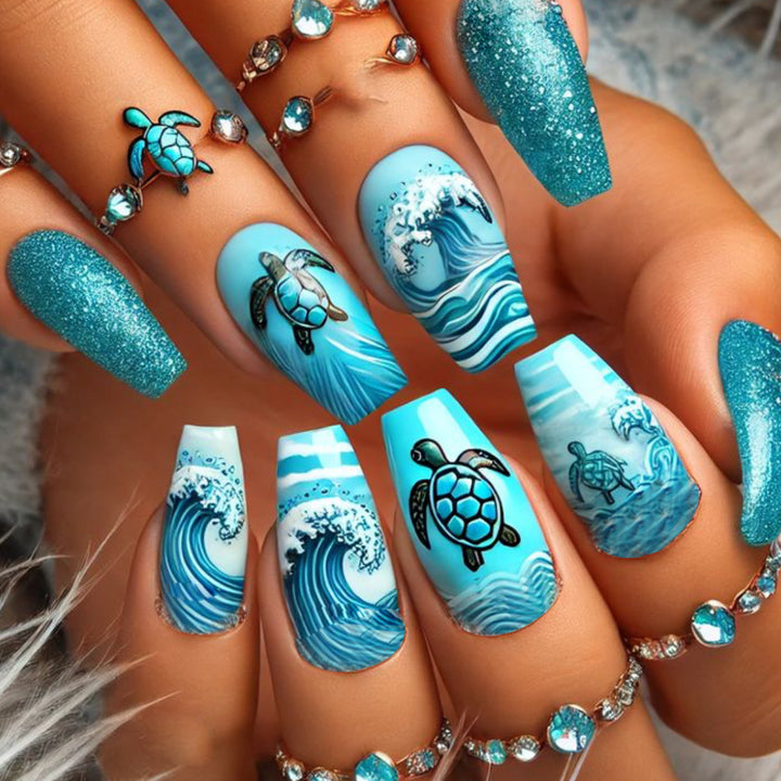 Artistic Ocean-Inspired Nail Art Extensions Kalsten