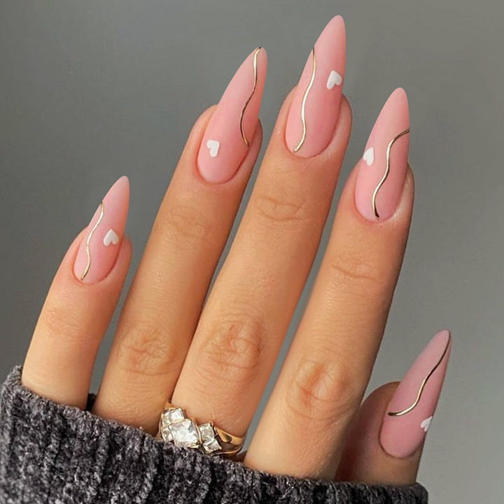 Elegant Heart Accent Press-On Nails Kalsten