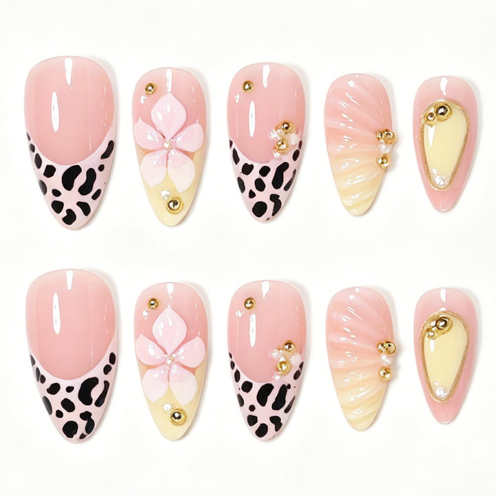 Decorative Stiletto Nail Art Tips with Floral Accents Kalsten
