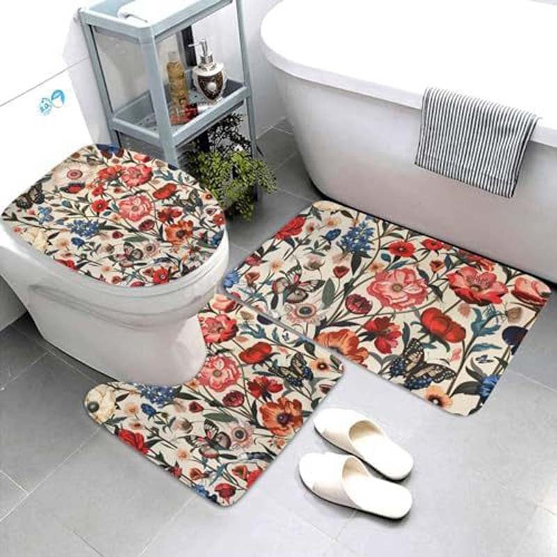 Geometric Pattern Bathroom Mat Set