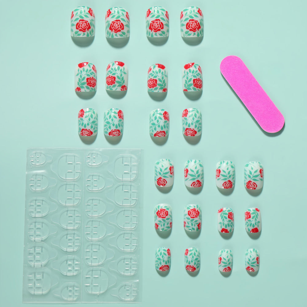 Artificial nails with romantic rose pattern Kalsten