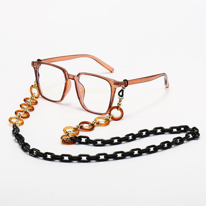 Fashionable Square Frame Glasses with Decorative Chain Kalsten
