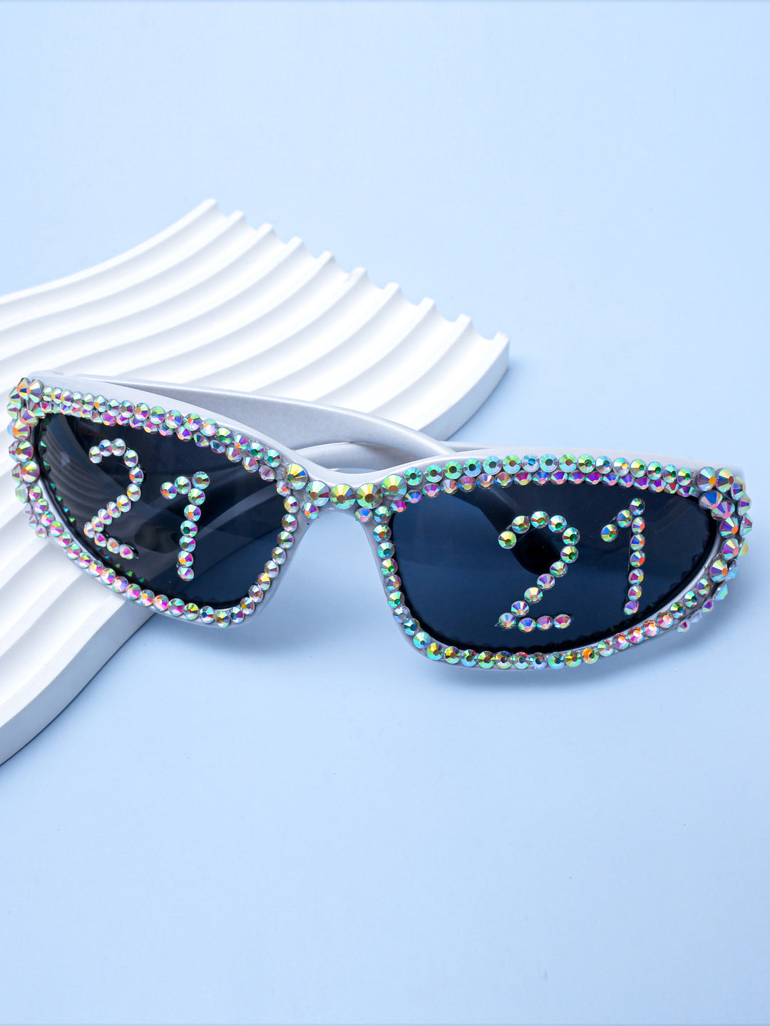 Women Glamorous Rhinestone Sunglasses with Custom Designed Inscription Kalsten