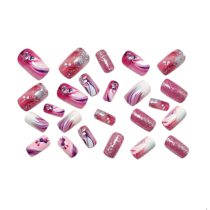 Glamorous artificial nails with filigree glitter decorations Kalsten