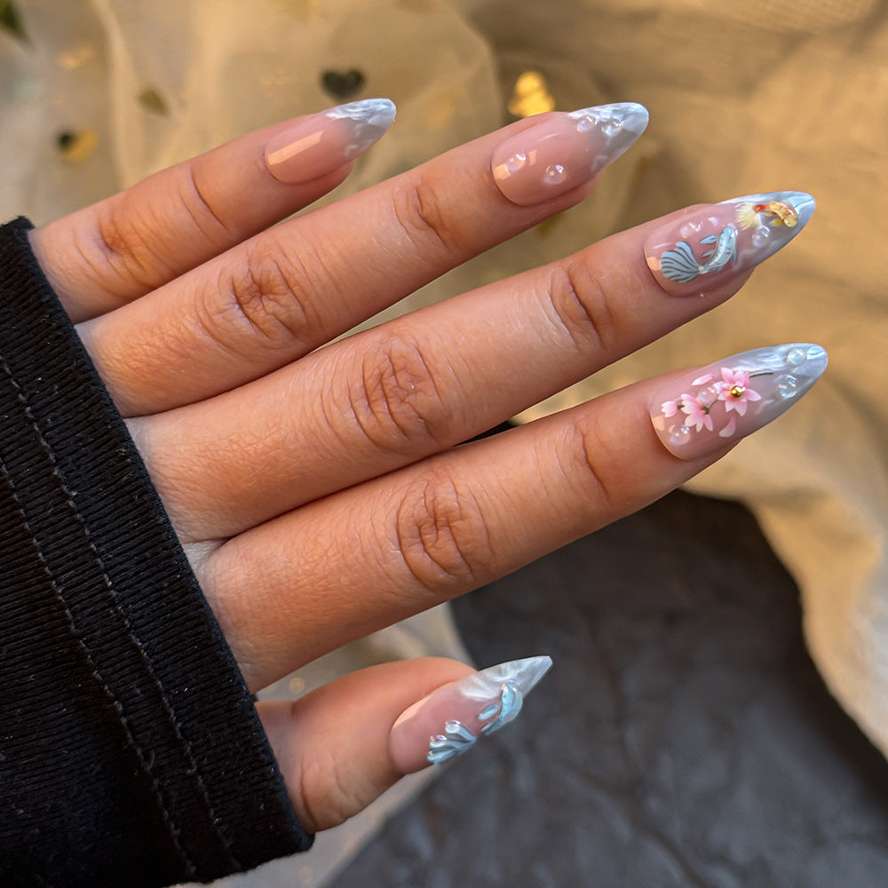 Artistic Floral-Design Press-On Nail Set Kalsten