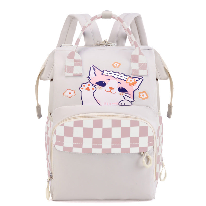 Playful Cat-Themed Multi-Pocket Backpack Kalsten