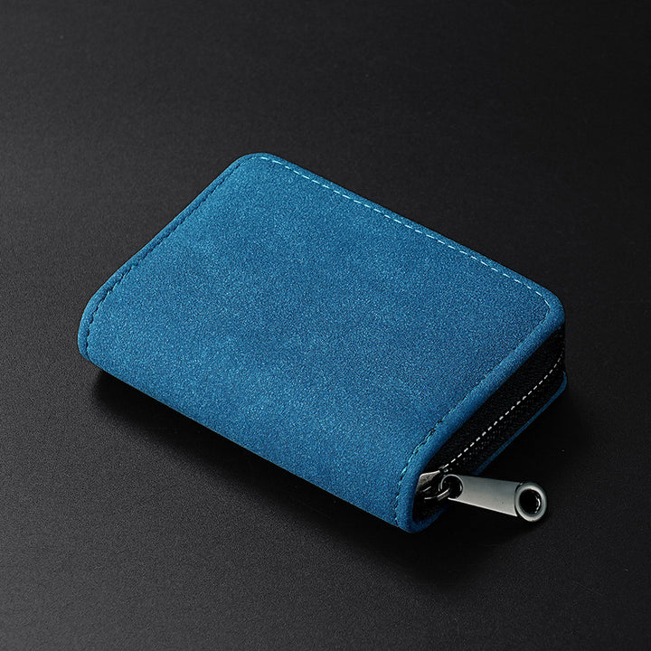 Compact Zippered Leather Wallet
