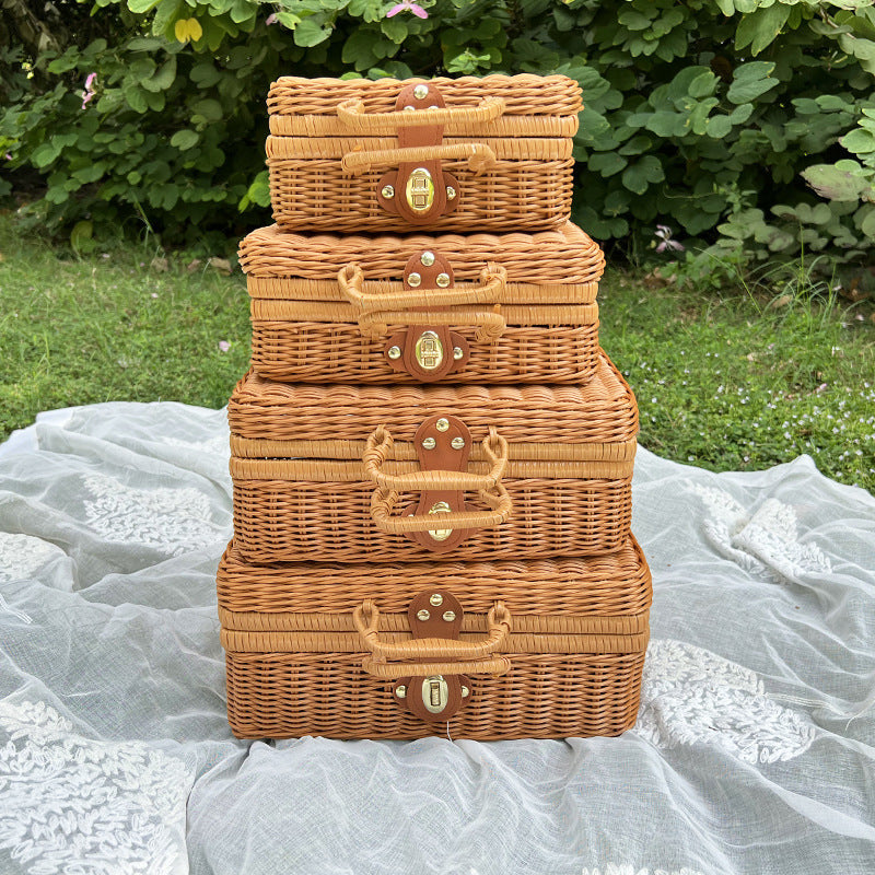 Vintage Wicker Storage Trunk Kalsten