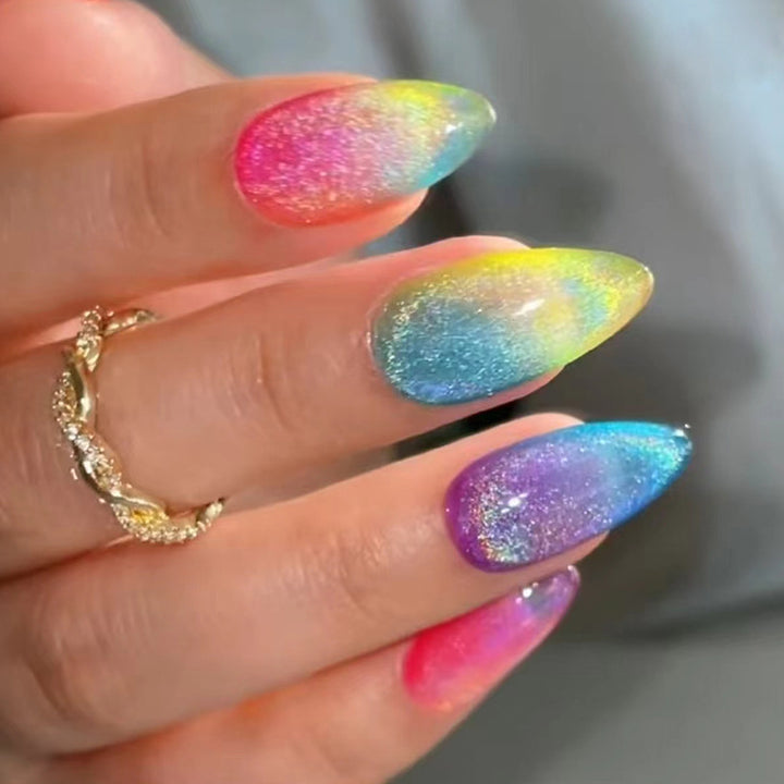 Colorful Ombre Glitter Press-On Nails Kalsten