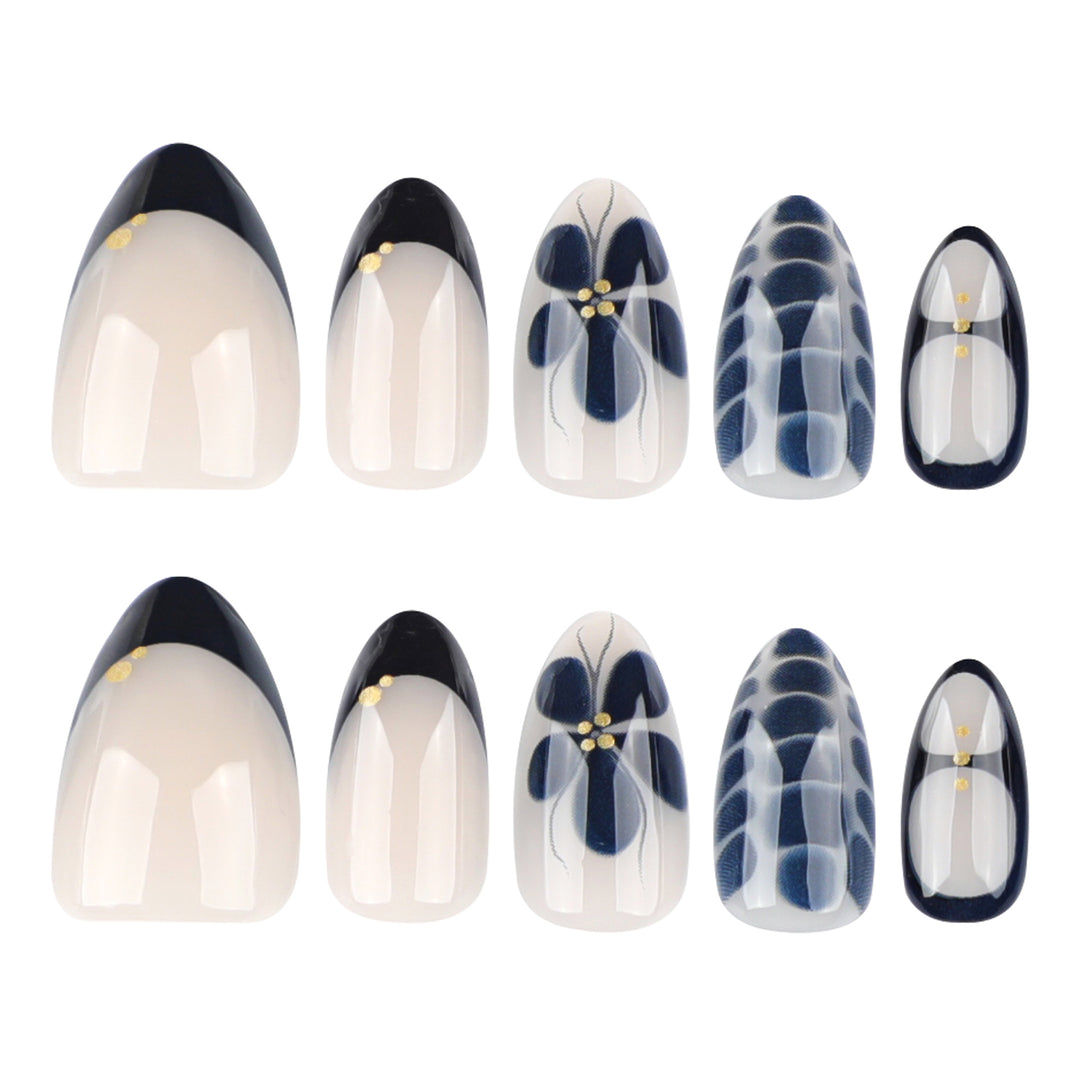 Artful nail art in elegant stiletto design with floral accents Kalsten