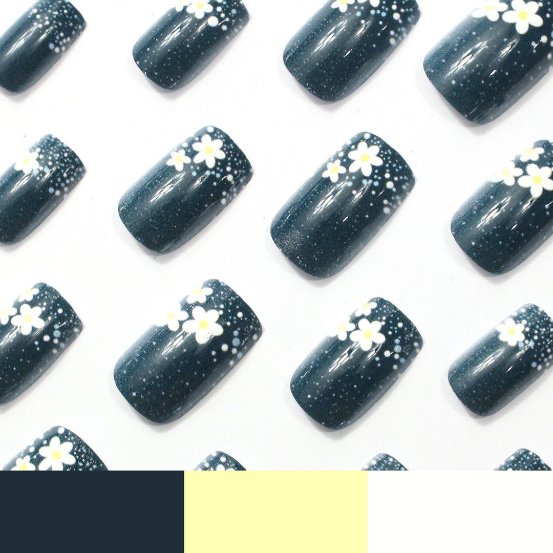 Floral Glitter Acrylic Nail Art Extensions Kalsten