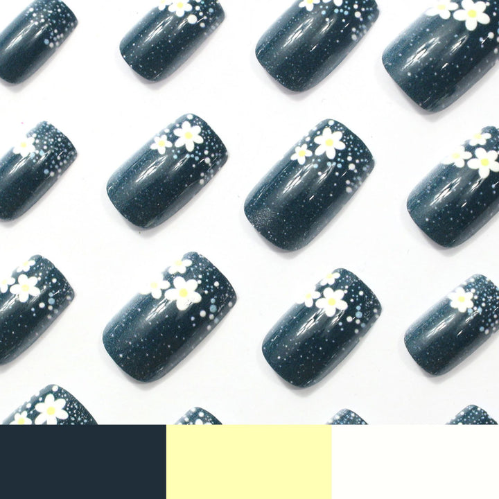 Floral Glitter Acrylic Nail Art Extensions Kalsten
