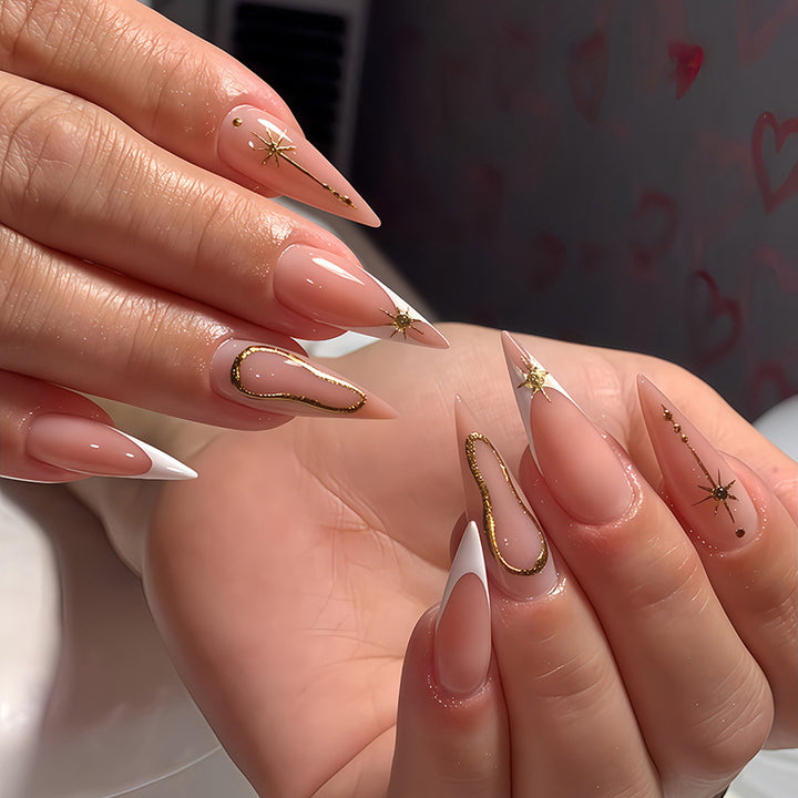Acrylic nail set with glamorous rhinestones and decorative elements Kalsten