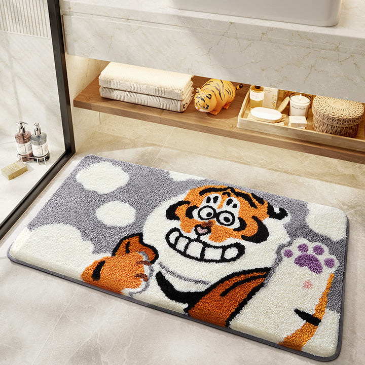 Playful Cartoon Tiger Bath Mat Kalsten