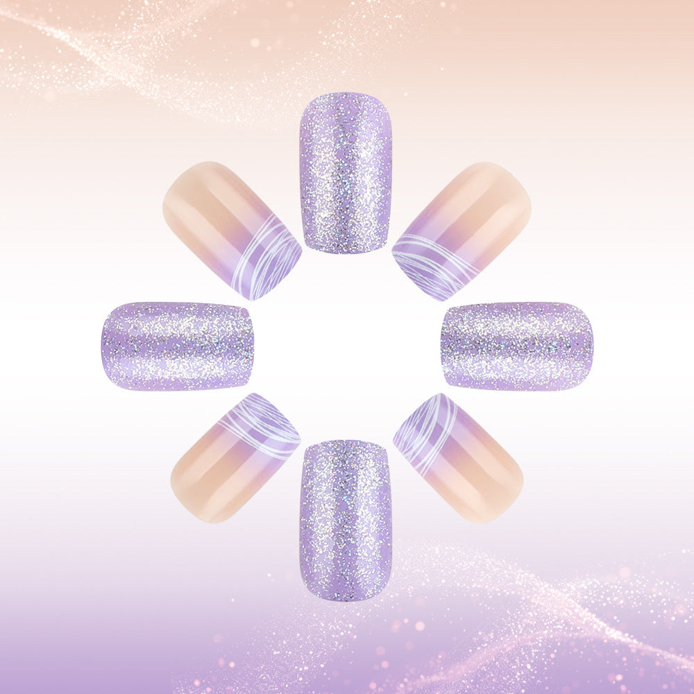 Elegant Press-On Nail Art Set with Glamorous Glitter Accents Kalsten