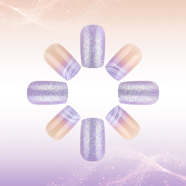 Elegant Press-On Nail Art Set with Glamorous Glitter Accents Kalsten