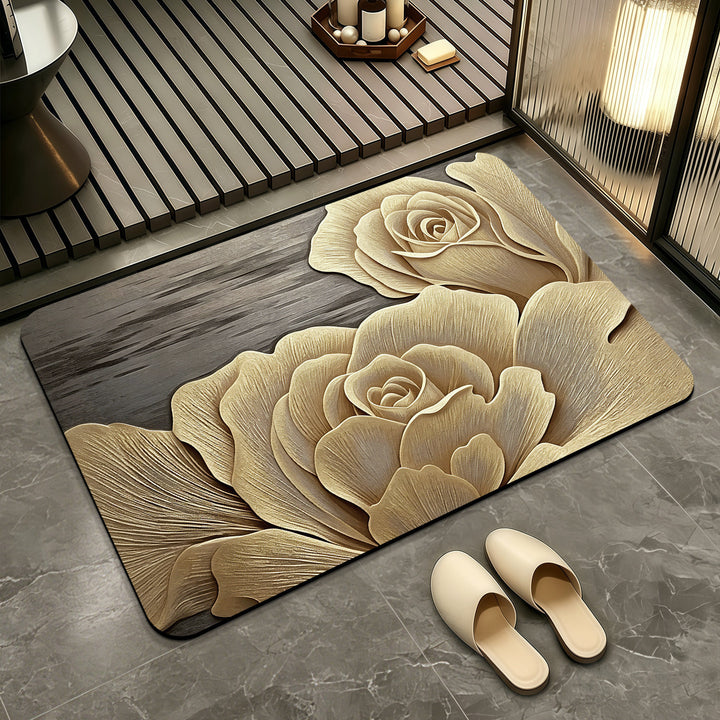 Elegant Floral Patterned Bath Mat Kalsten