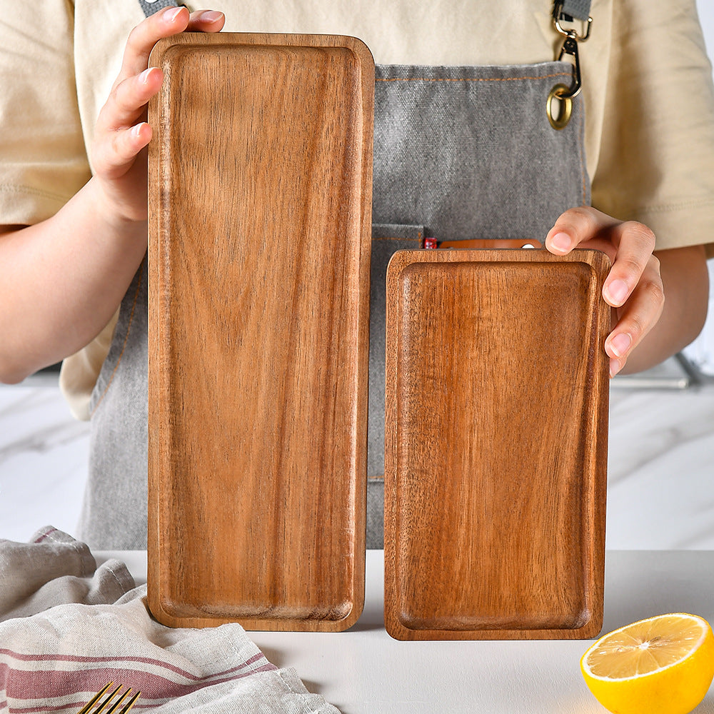 Elegant wooden serving tray with raised edge Kalsten