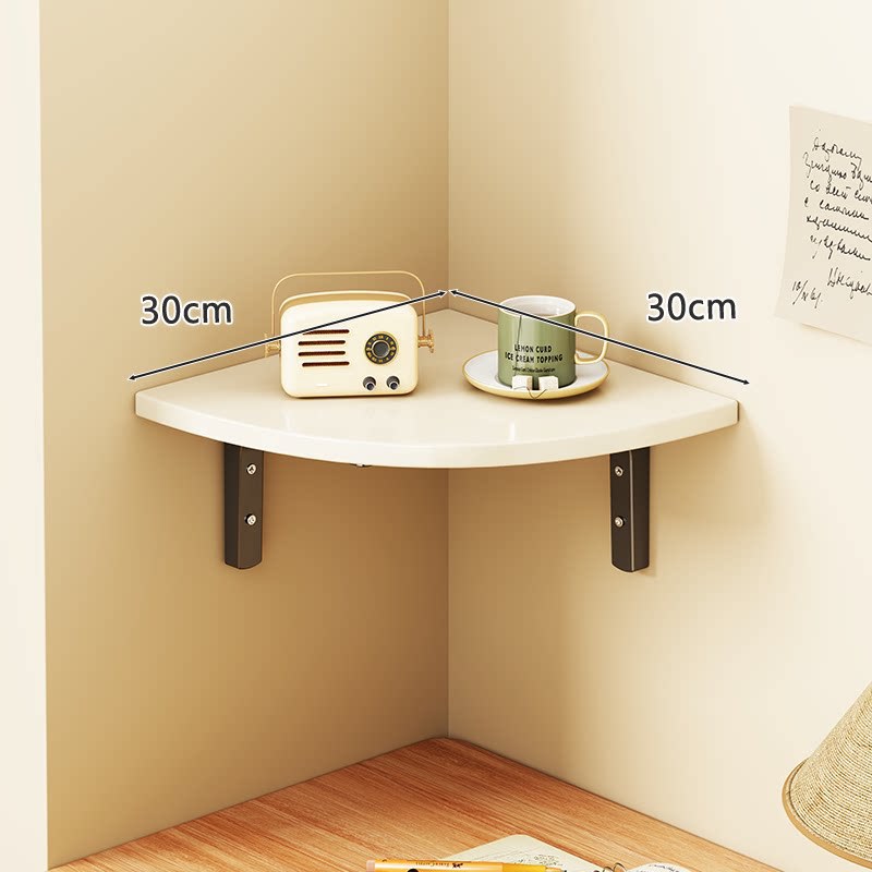 Triangular Floating Corner Shelf with Wood-Effect Surface & Heavy-Duty Metal Brackets